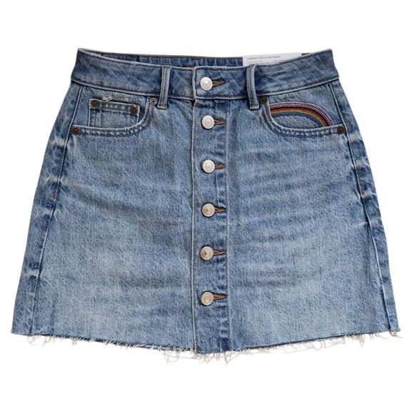 American Eagle Outfitters Dresses & Skirts - NWT American Eagle Super Hi Rise A-Line Denim Mini Skirt XXS Button Fly